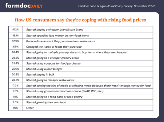 Consumer - chart showing how consumers are coping with higher food prices 2023