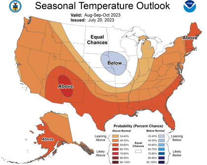 NOAA - 90 day temp map 7-2023